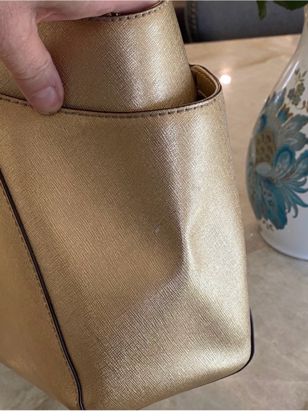 Michael Kors Metallic Gold Chain-Handle Tote - Picture 8 of 10